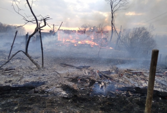 Из-за поджога травы сгорело сразу несколько домов